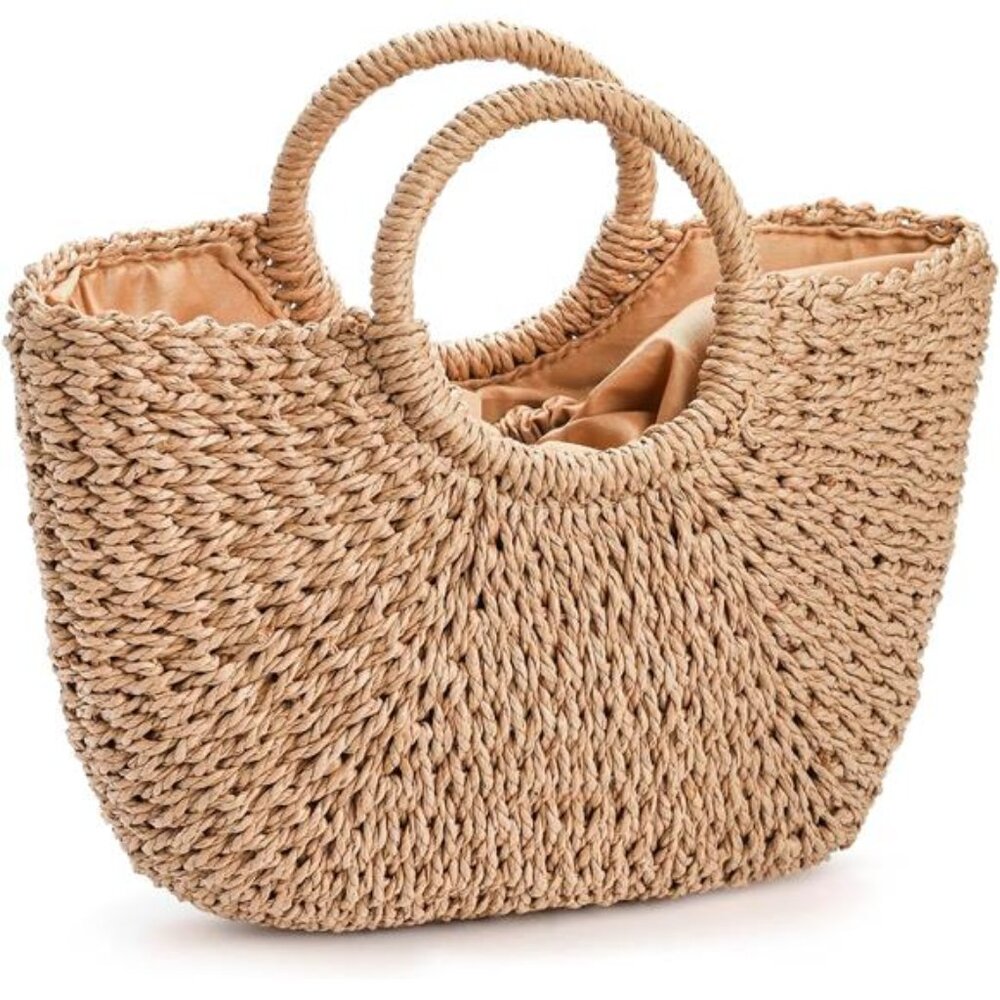 Women Straw Bag,‎ Large Hand-Woven Summer Beach Handbag, Handmade Straw Tote Bag